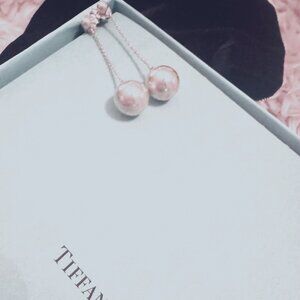 Tiffany & Co. Sterling Silver Drop / Hanging Ball Stud Earrings